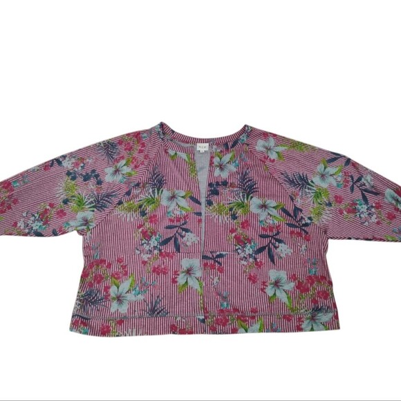 h.i.p. Tropical Cardigan Jacket Plus Size 3X Open Front Striped - Picture 11 of 16